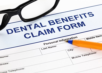 Dental insurance form on a table