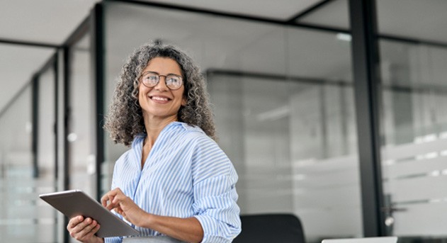 Woman smiling in an office