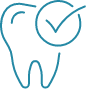 Animated tooth with a checkmark icon